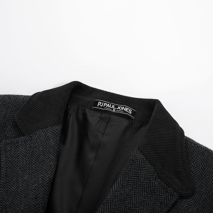 PaulJones Sakko Herren 2 Knöpfe Vintage Blazer Tweed Sakko aus Wollmischung M Grau, M Grau