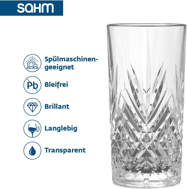 Sahm Gläser Set 6 teilig 365ml - Broadway Trinkgläser Set - Wassergläser Set - Tolle Longdrink Gläse