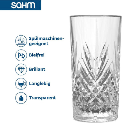 Sahm Gläser Set 6 teilig 365ml - Broadway Trinkgläser Set - Wassergläser Set - Tolle Longdrink Gläse