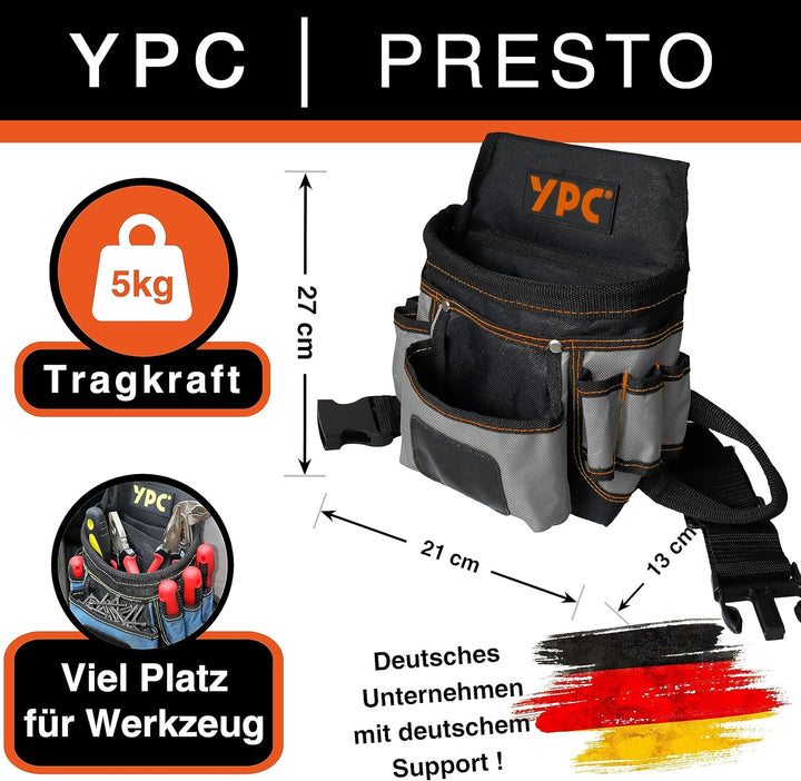 YPC Presto Werkzeug Gürteltasche XL – Werkzeuggürtel, Arbeitsgürtel, wasserfeste Werkzeugtasche mit