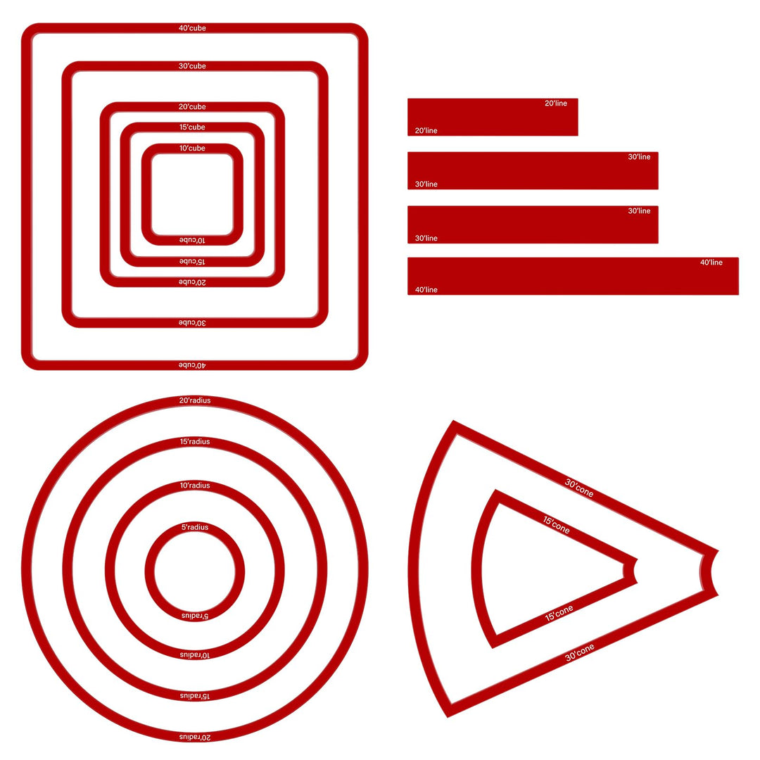 Sintuff 15 Stück Zauberspruch AOE Schadensvorlage, rot, durchscheinendes Acryl, Wirkungsbereich, Zau