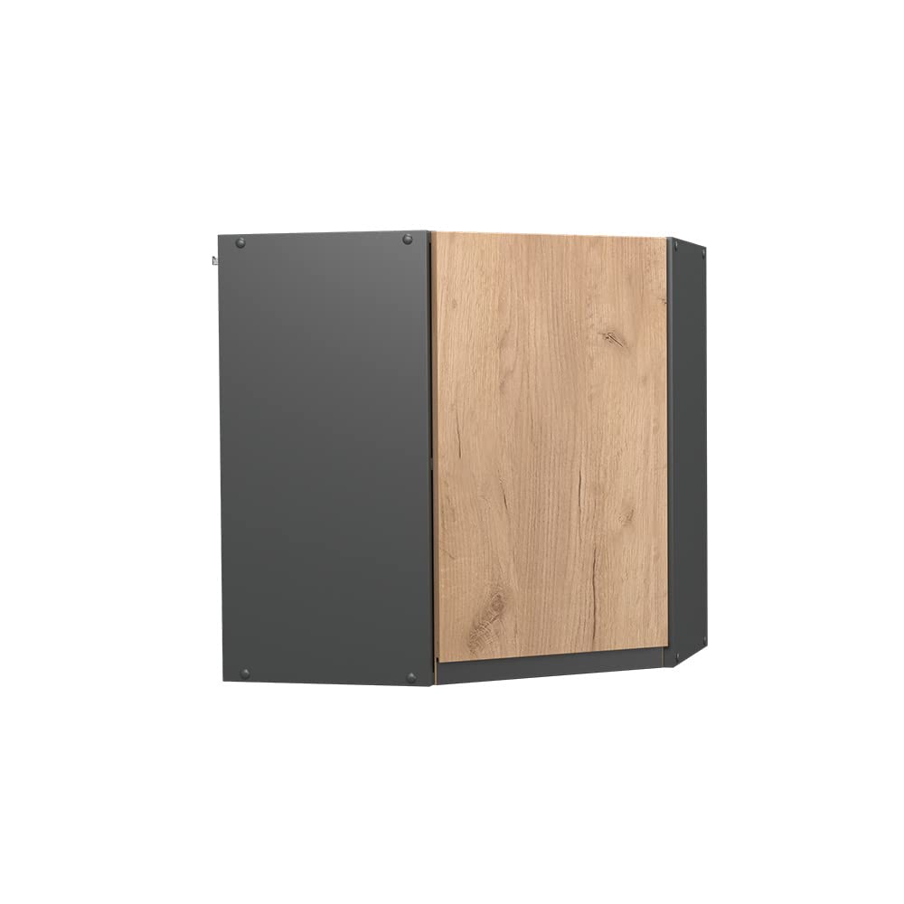 Vicco Eckhängeschrank R-Line, Goldkraft Eiche/Anthrazit, 57 cm J-Shape Goldkraft Eiche Eckhängeschra