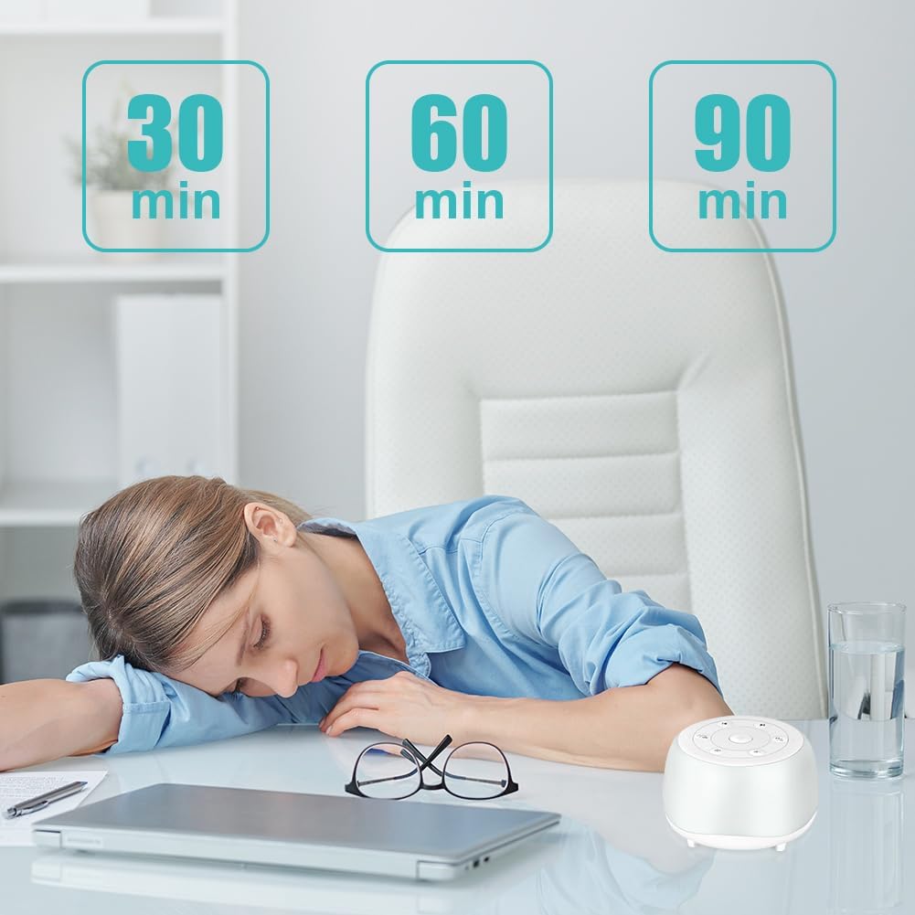 White Noise Machine, Tragbare Baby-Einschlafhilfe, Einschlafhilfe mit 34 Geräuschen,Tragbare Bluetoo
