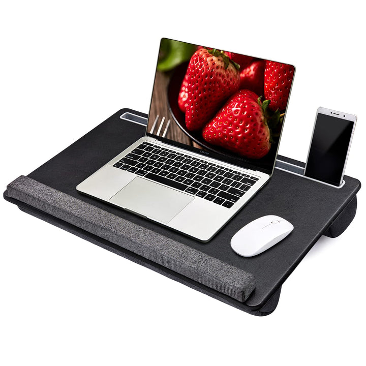 Extra grosser Laptop-Schreibtisch – Voll-PU-Material, Gaming-Tablett – tragbarer LapDesk mit Handyha