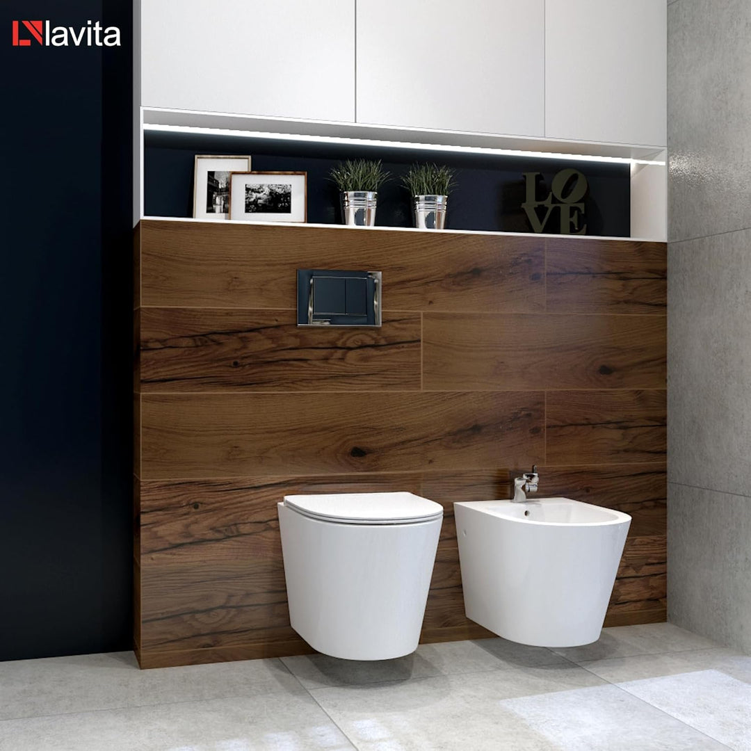LAVITA Wand-WC Galve Hänge Toilette WC Sitz Toilettendeckel mit Absenkautomatik & Metallscharniere T