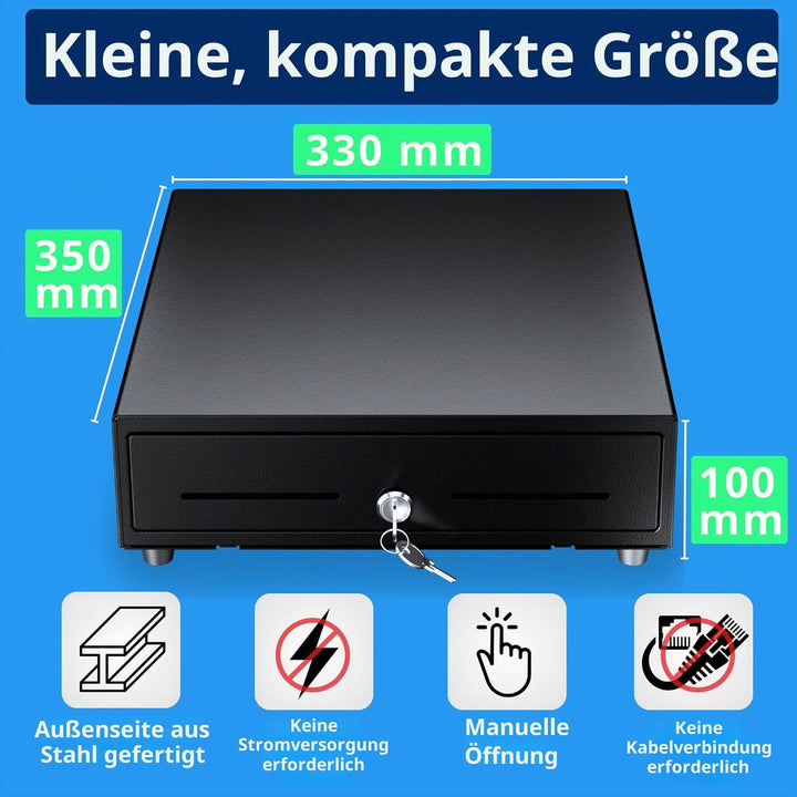Mini-Registrierkassenschublade, klein, manuelles Öffnen durch Drücken der Frontplatte und des Schlüs