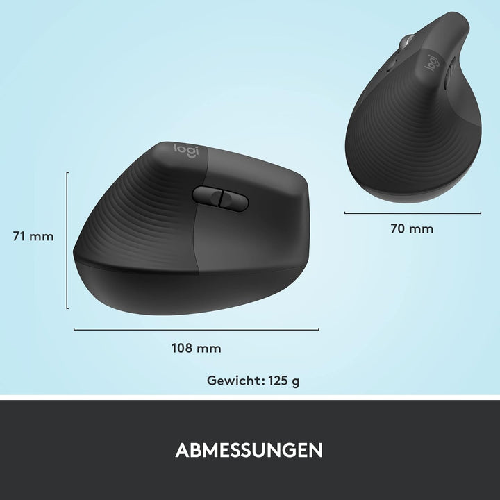 Logitech Wireless Ergonomical Mouse - Left Handed, Bluetooth, Grau, Linkshänder Grau Linkshänder Mau