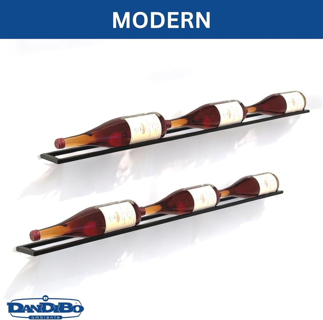 DanDiBo Weinregal Wand Metall 6 Flaschen Schwarz Linea 2er Set schwebende Weinhalterung - Flaschenre