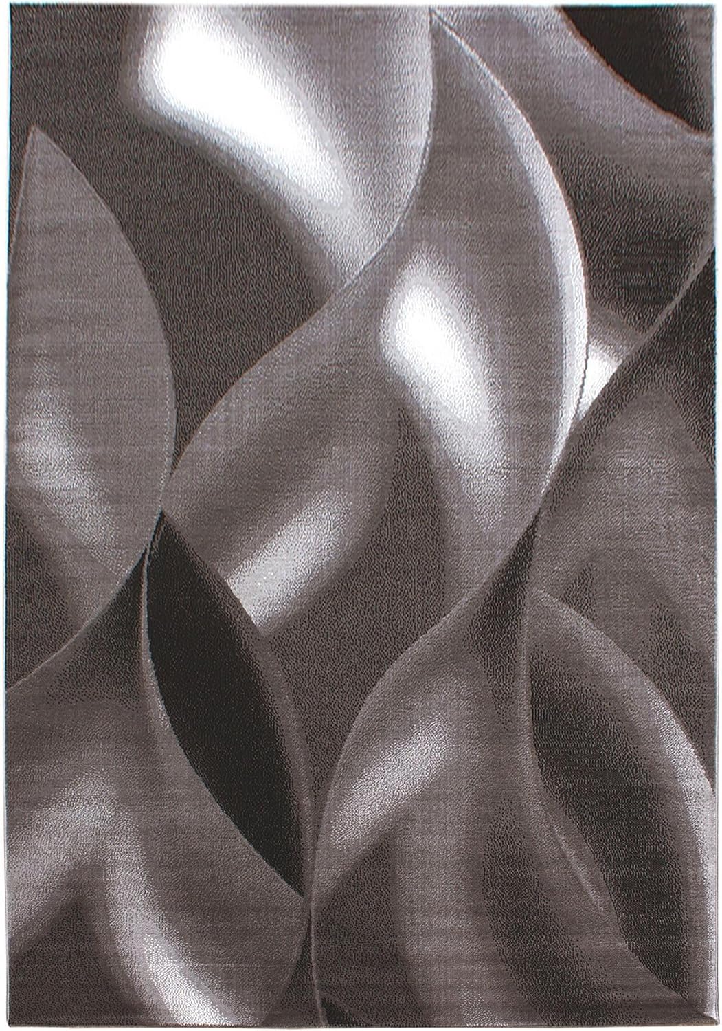 Carpetsale24 Teppich Wohnzimmer Abstrakten Wellen Mustern Braun Meliert 240 x 340 cm - Kurzflor Tepp