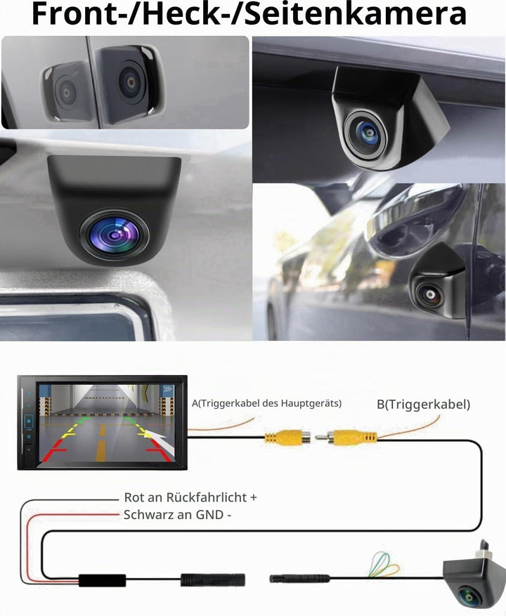 HD1080P/NTSC Front/Seiten/Rückkamera für Auto, IP68 wasserdichte Rückfahrkamera mit Klarer Nachtsich