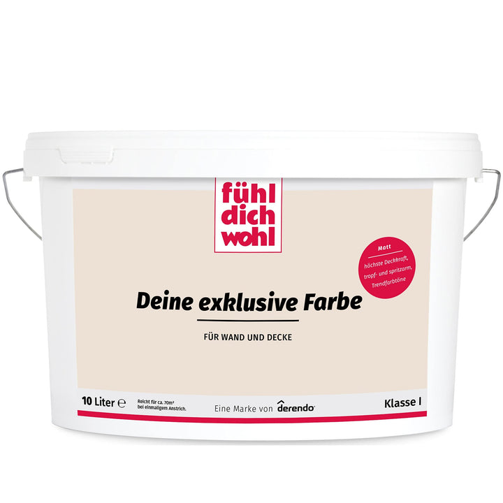 derendo Fühl Dich Wohl Deine Farbe beige, matte Wandfarbe beige, hohe Deckkraft, verschiedene Beiget