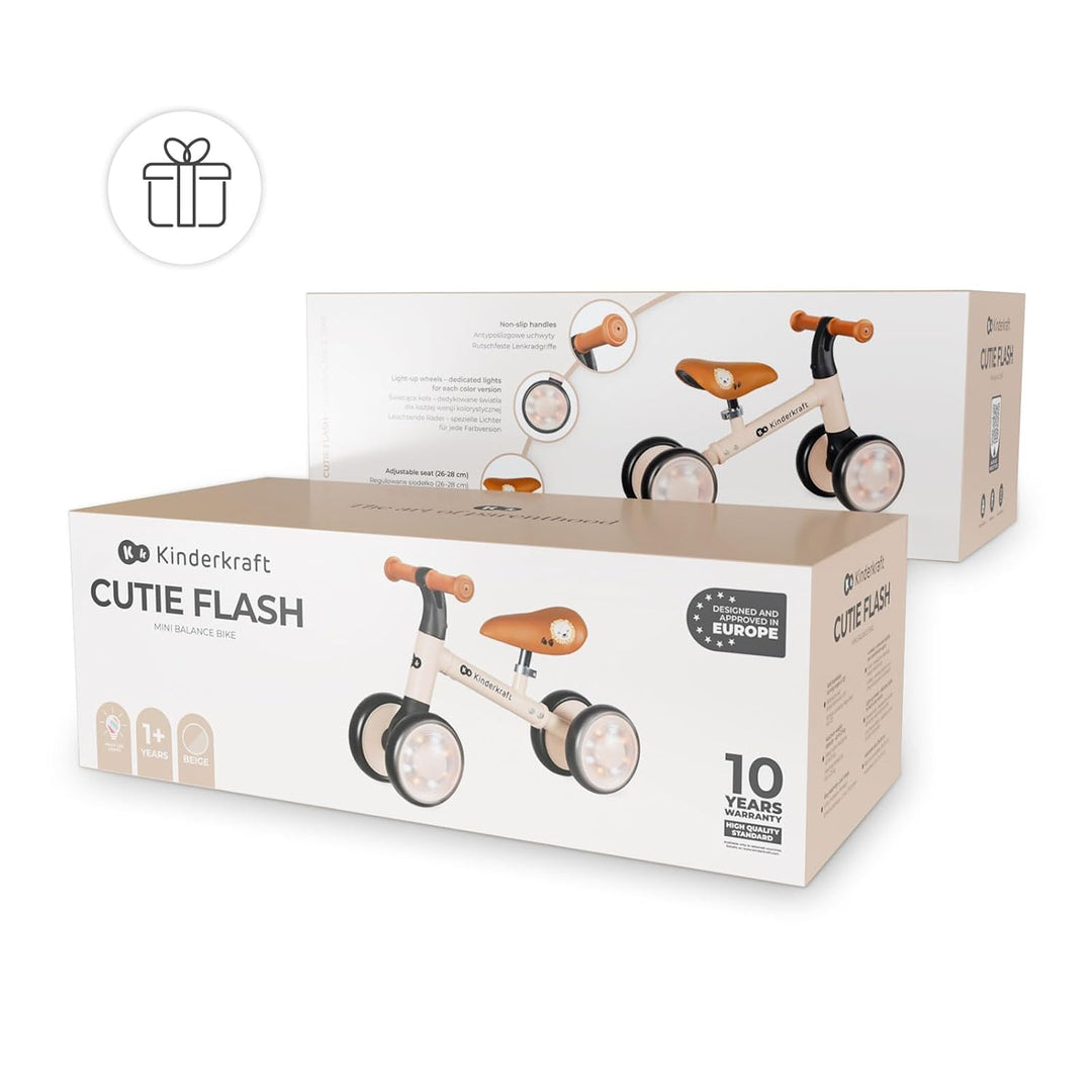 Kinderkraft Cutie Flash Laufrad, Lernlaufrad, Kinderlaufrad, Lauflernrad ohne Pedale, Räder mit LED-