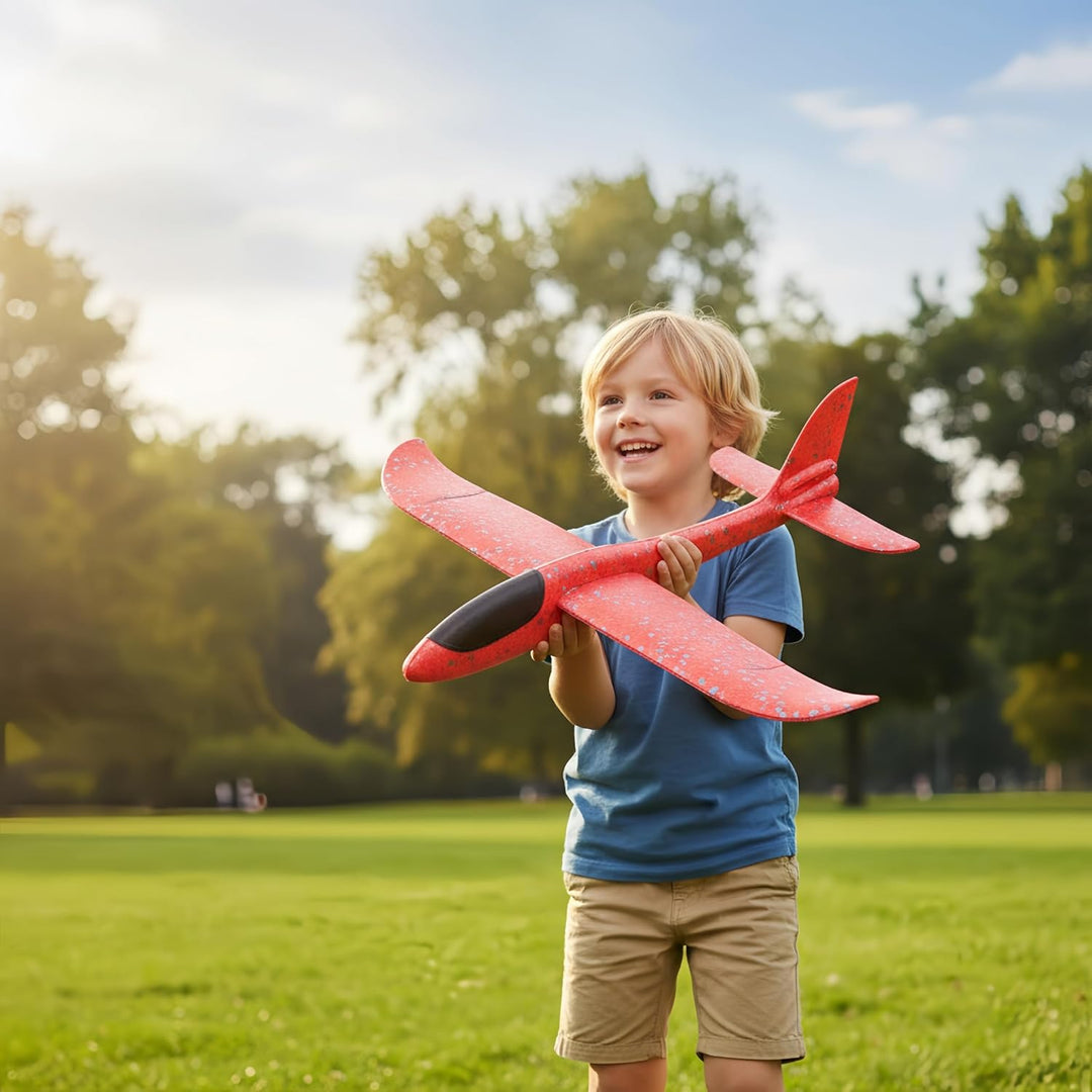 Luthando 4 Stück Styropor Flugzeuge Kinder - Styroporflieger Flieger Wurfgleiter, 38cm Styroporflieg