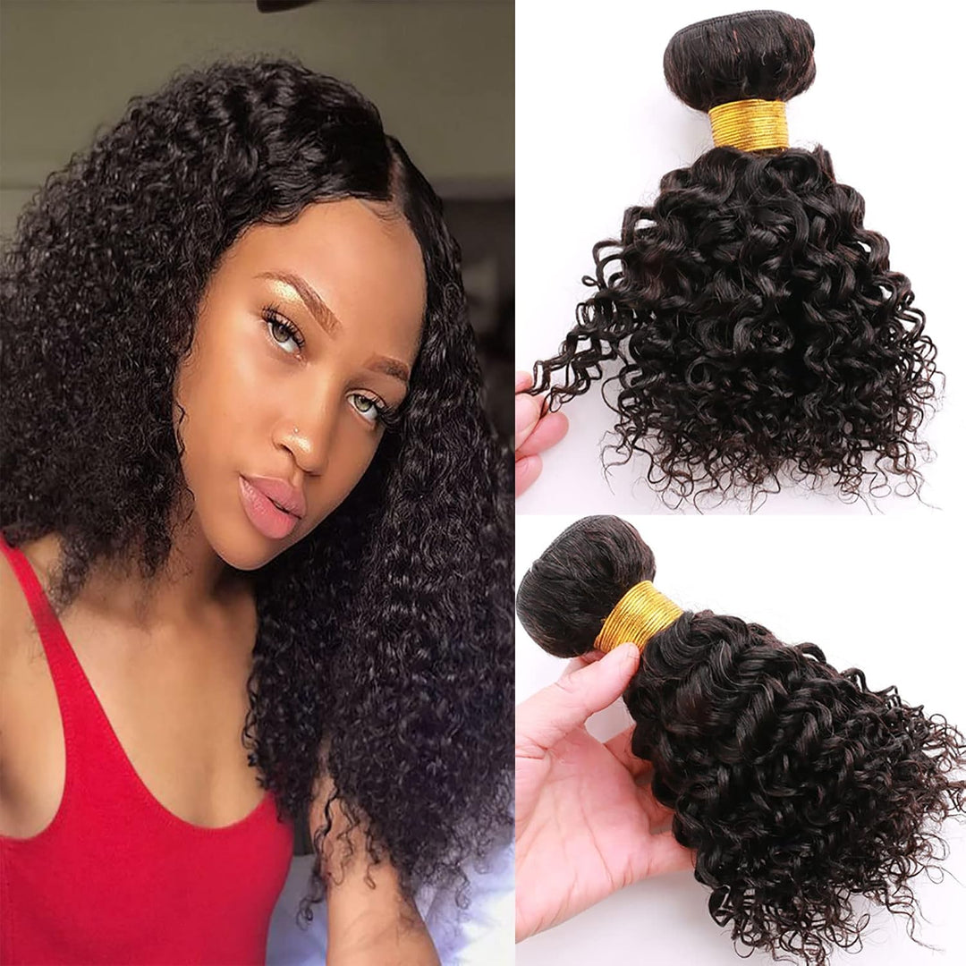 Huarisi 8 Zoll Natürliches Tressen Echthaar Lockiges Haar, 1 Bundle Short Curly Hair 8a, 100g Brazil