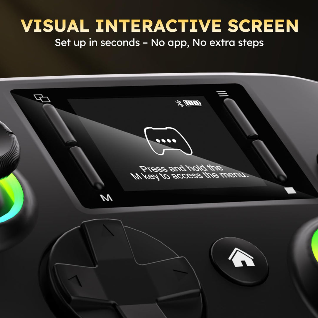 Interactive Screen Wireless Gaming Controller, Compatible with PC/PS4/Switch/Android/iOS, 4 Programm