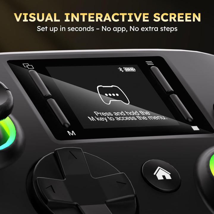 Interactive Screen Wireless Gaming Controller, Compatible with PC/PS4/Switch/Android/iOS, 4 Programm