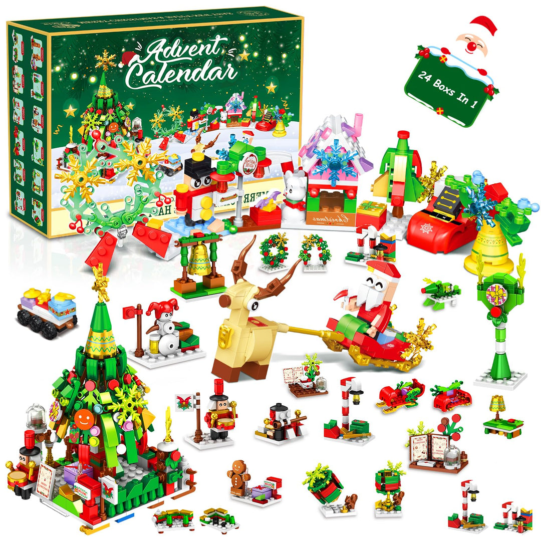Adventskalender 2024, Ferdiiz 618 PCS Weihnachtsbausteine Set, Mini-Weihnachtsbausteine,Countdown We