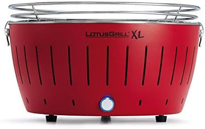 LotusGrill XL Starter-Set 1x XL Grill Feuerrot mit USB-Anschluss, 1x Buchenholzkohle 2,5 kg, 1x Bren