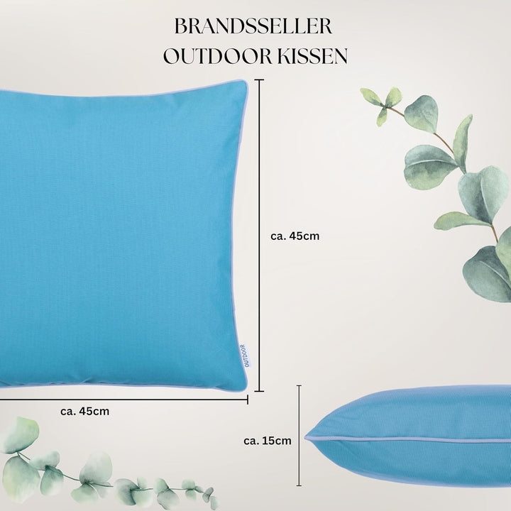 Brandsseller Outdoor Garten Kissen Dekokissen mit Paspel - Garngefärbt Uni Schmutz- und Wasserabweis