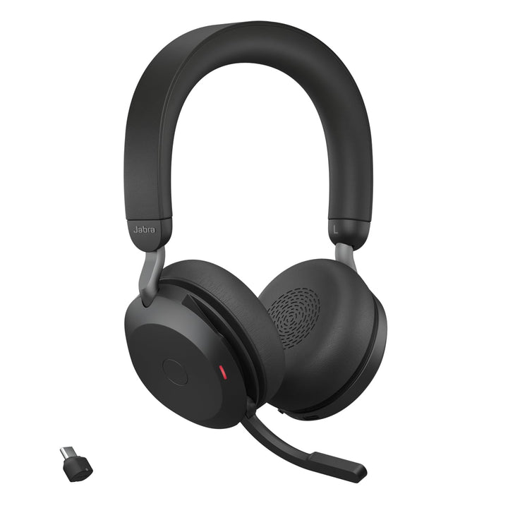 Jabra Evolve2 75 Wireless PC Headset with 8-Microphone Technology - Dual Foam Stereo Headphones with