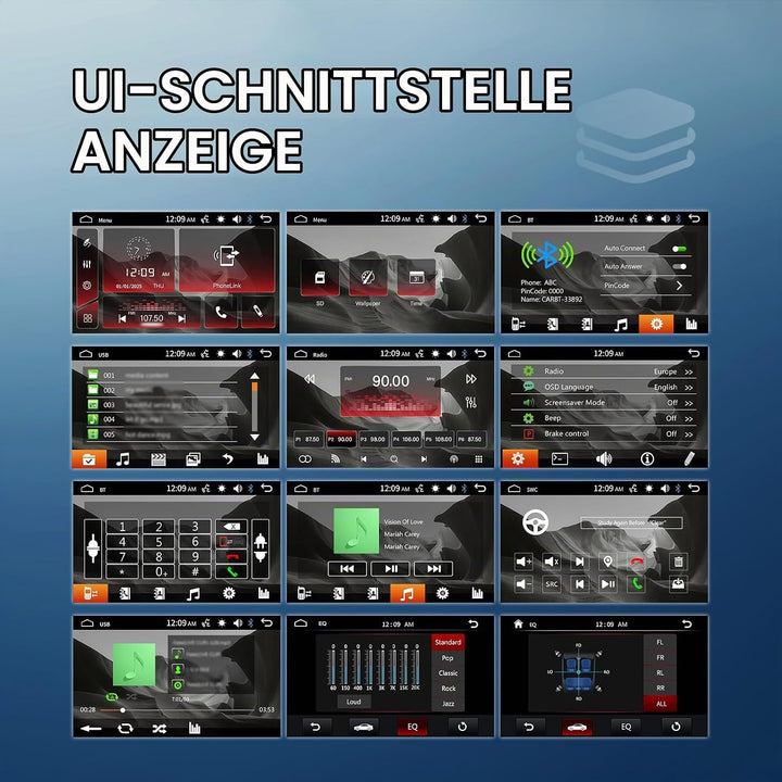 VECHTEL 7 Zoll Autoradio mit Airplay Android Cast,FM Radio 2 Din mit Bluetooth,Mirror link,EQ,USB/TF
