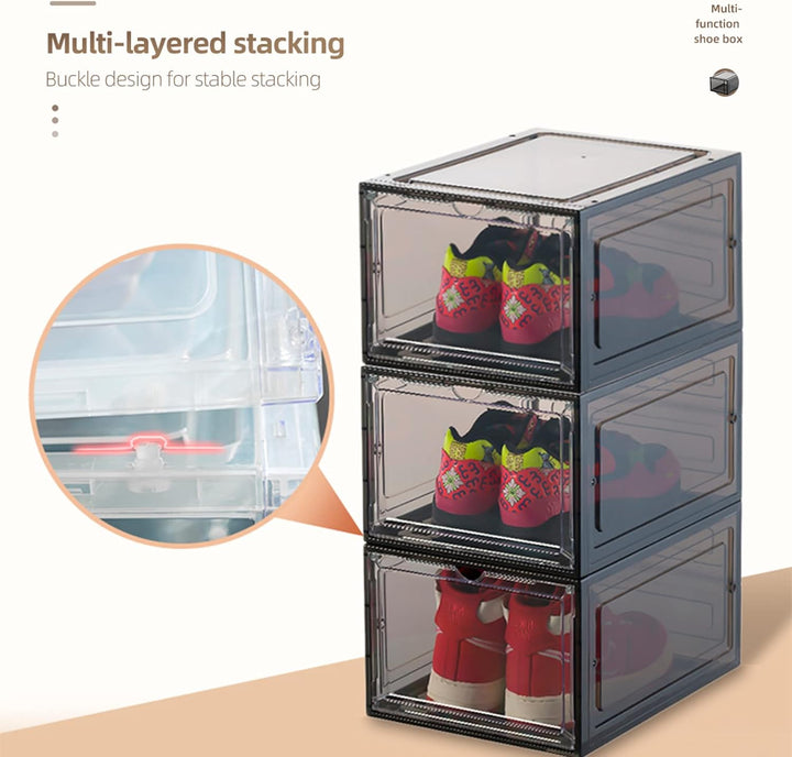 PAIDE P Schuhboxen organizer 20er Pack. Transparent Schuhaufbewahrung für Sneakers und Turnschuhe. S