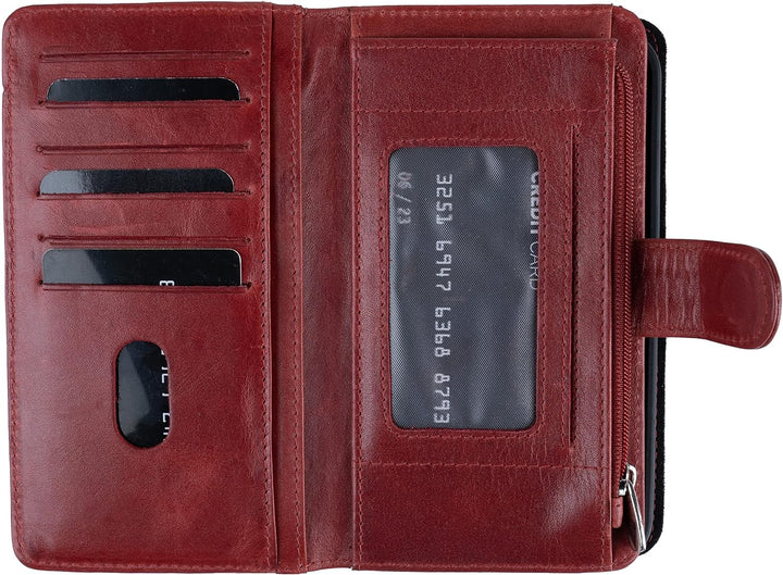 HANS/SON Echtlederhülle iPhone 12 Pro Max Inkl. Geldbörse Mit Münzfach, Scheinfach Und Kreditkartenf