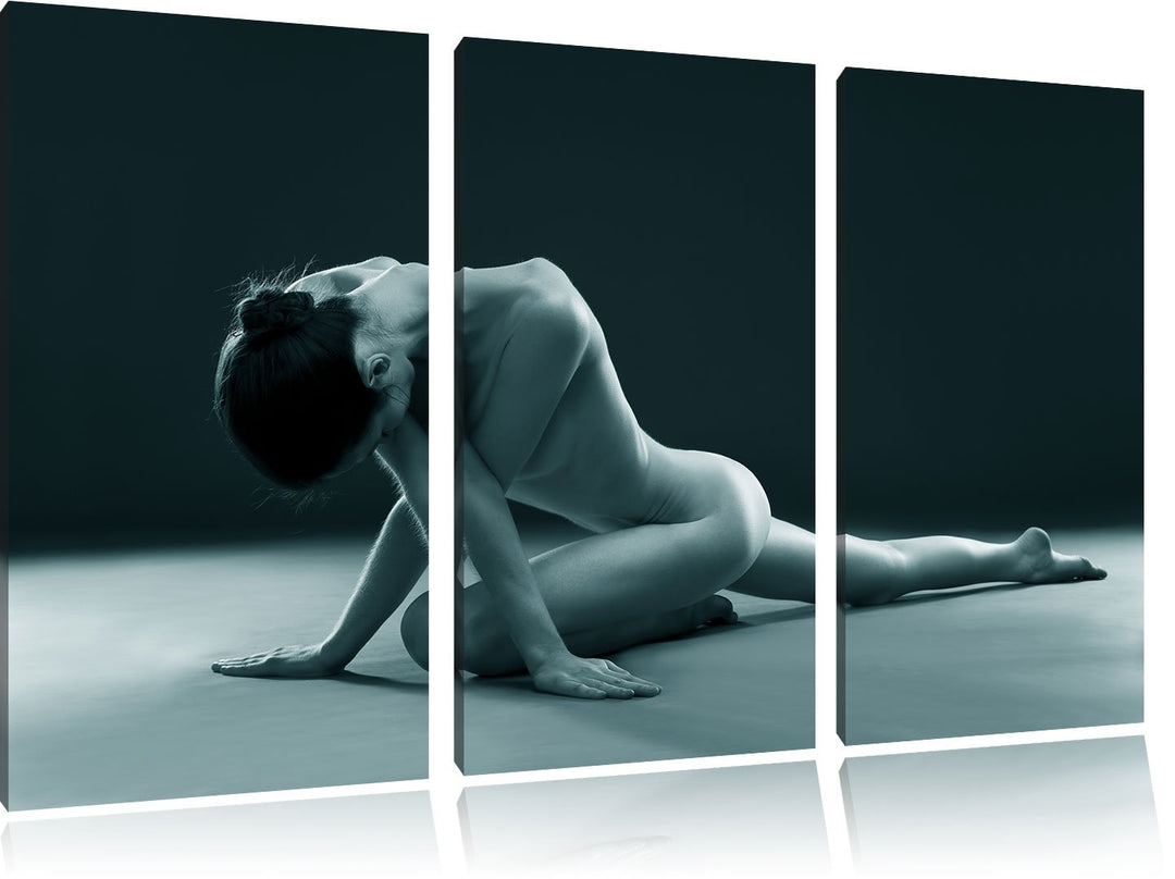 Pixxprint Schöne sexy Frau Macht Yoga als Leinwandbild/Grösse: 3 Teilig (120x80) cm/Wandbild/Kunstdr