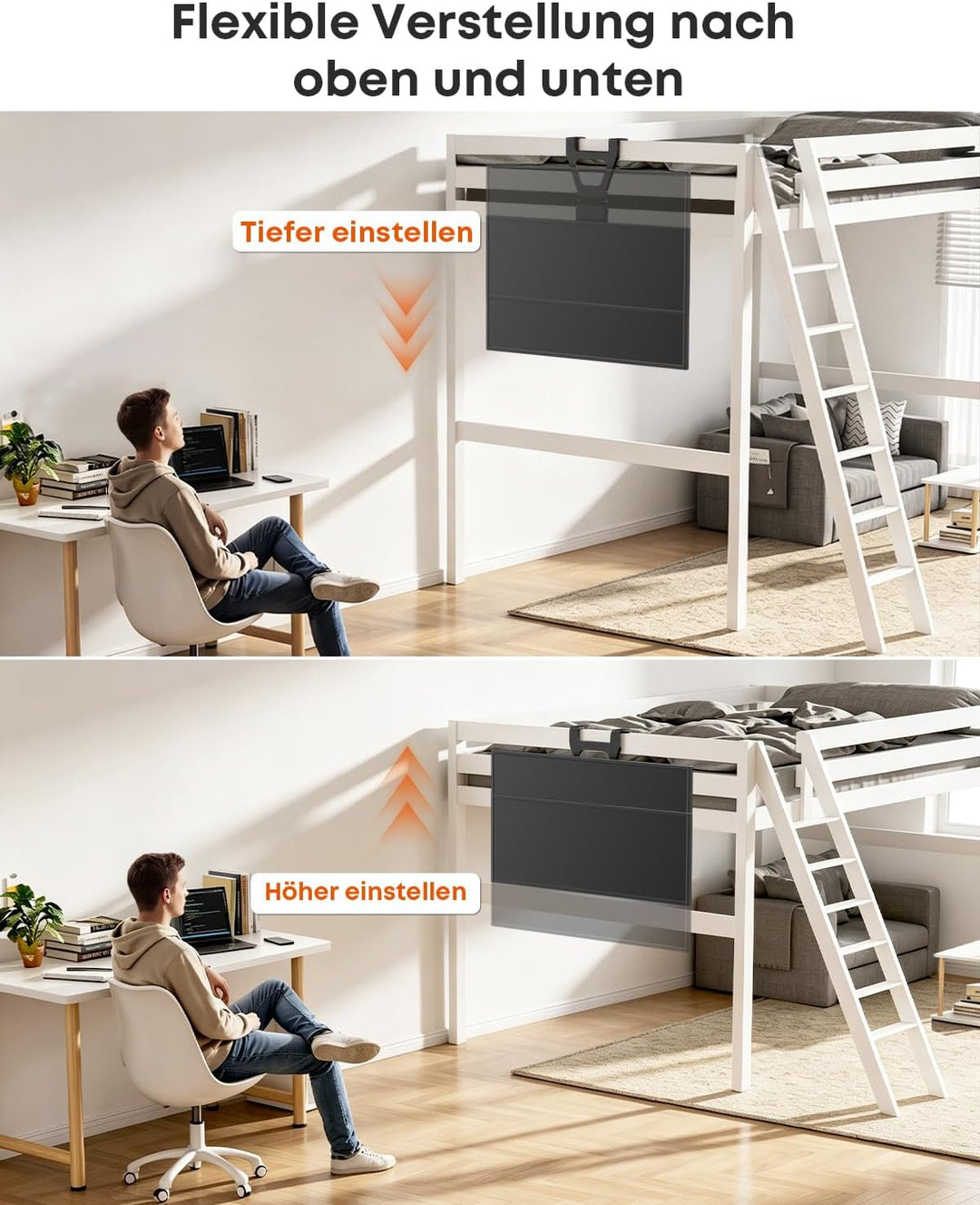TV-Türhalterung 70 Zoll für Flach &amp; Curved, bis 50 kg, VESA 400x400