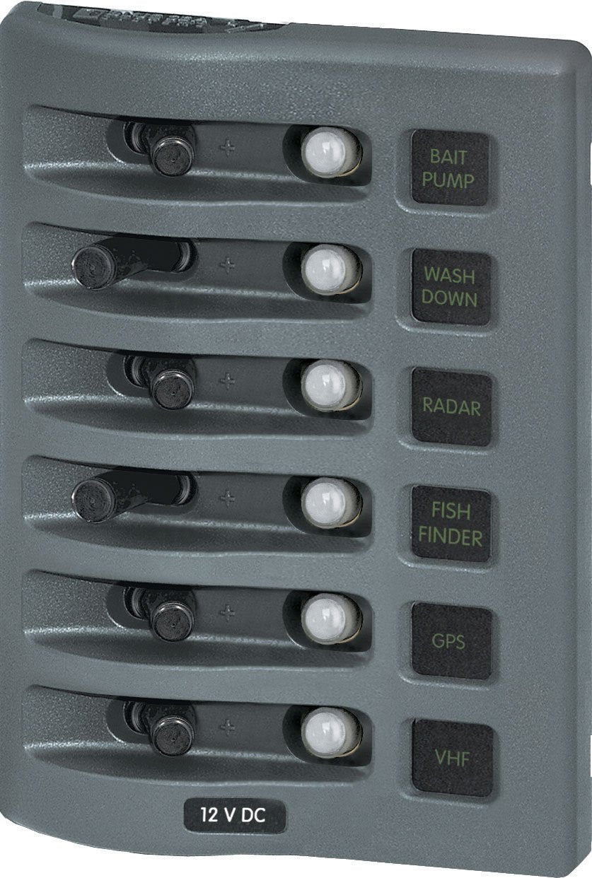 Blue Sea Systems WeatherDeck Wasserdicht Panels 6 Pos., Leistungsschalter, 6 Pos., Leistungsschalter