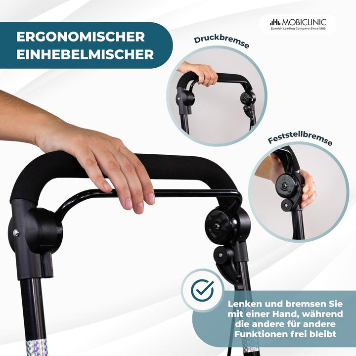 Mobiclinic®, Rollator, Mit grosser einkaufstasche und sitz, 21 l, Faltbar leicht, Einkaufswagen, Dop