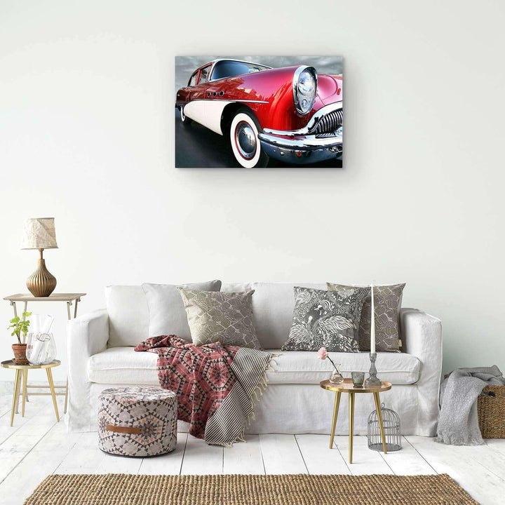 Startonight Bilder Das Retro-Auto Hängt, Leinwandbilder Moderne Kunst, Rot Wanddeko Kunstdrucke, Wan