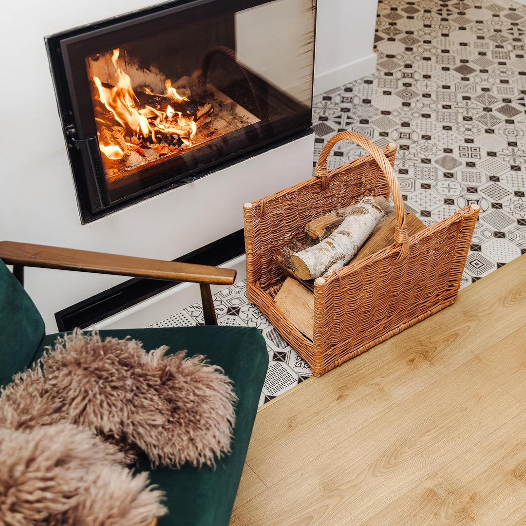 Creative Home Gross Kaminkorb Holzkorb Kaminholzkorb Rattan | 50 x 34 x 50 cm | Aufbewahrung Rechtec