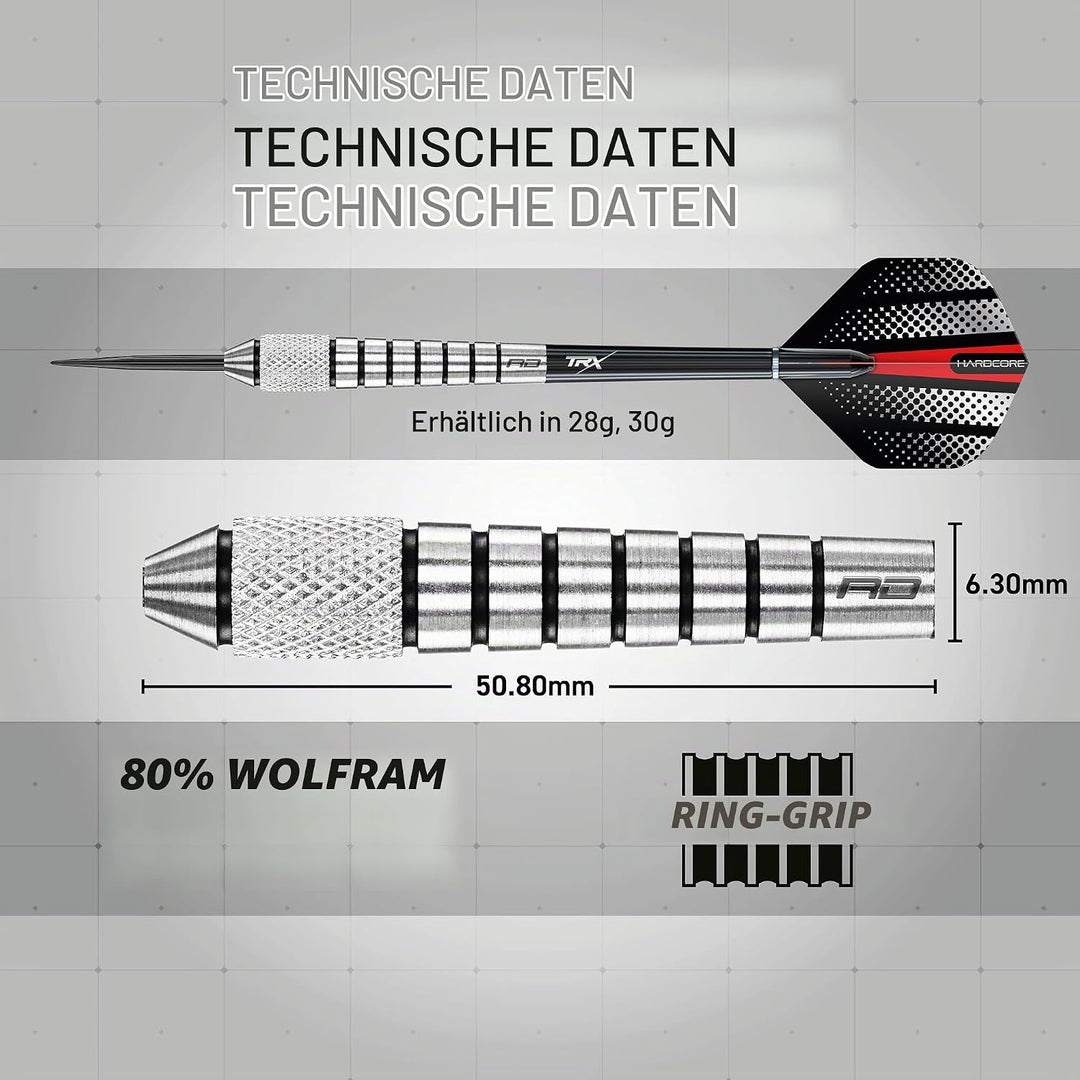 RED DRAGON Sidewinders 25g, 27g or 30g Flightmaster Tungsten Darts Set mit Flights und Schäfte 30.0