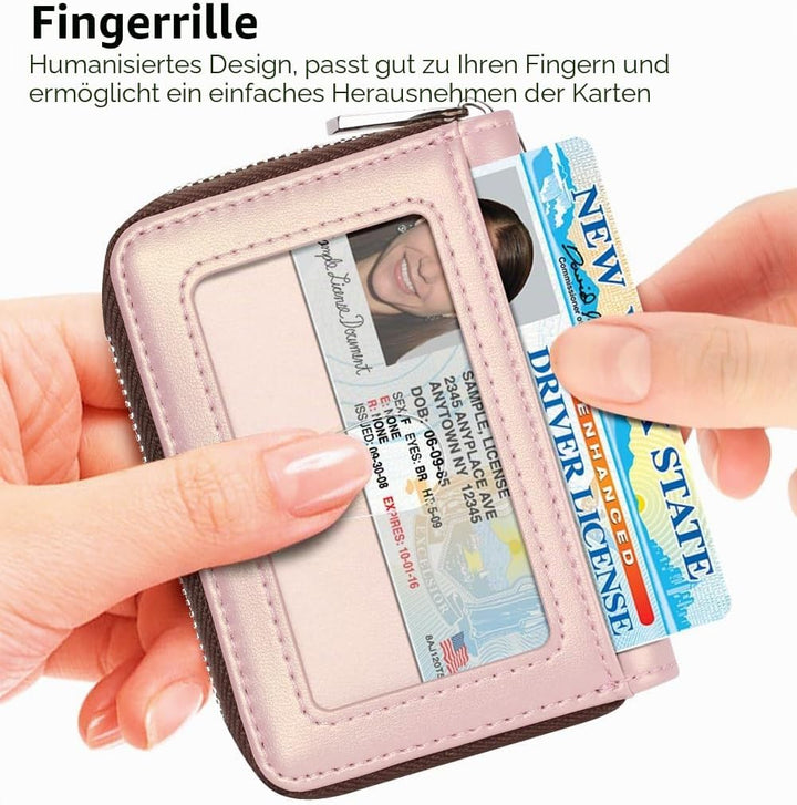 FurArt Kreditkartenetui für Damen und Herren, RFID Schutz,Schlüsselanhänger,Reissverschlussetui Perl