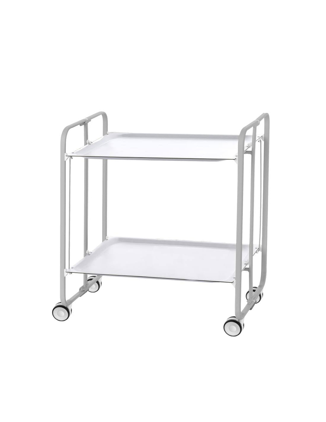 DON HIERRO - Servierwagen, klappbar, 2 Böden, grauem Rahmen. Bauhaus-Weiss, Weiss