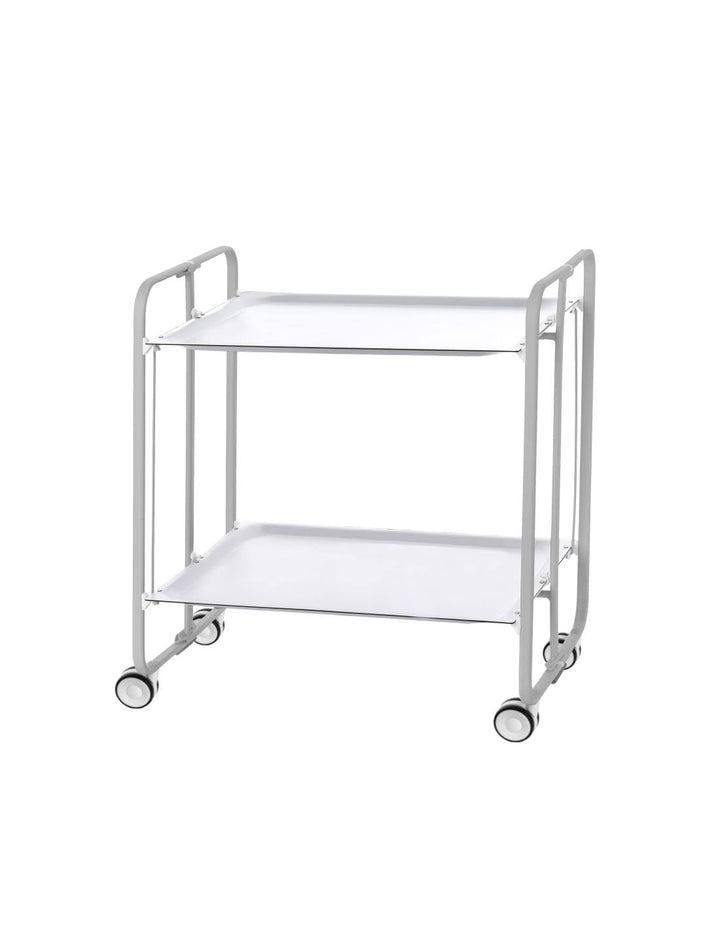 DON HIERRO - Servierwagen, klappbar, 2 Böden, grauem Rahmen. Bauhaus-Weiss, Weiss