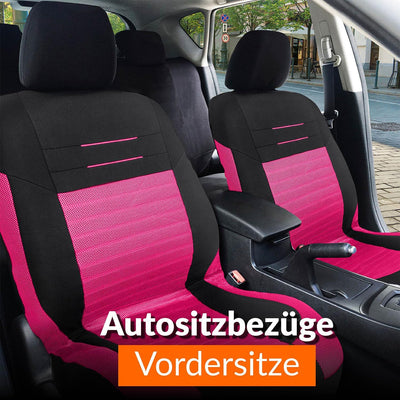 Upgrade4cars Auto-Sitzbezüge Vordersitze Rosa Schwarz | Auto-Sitzbezug Set Pink Universal | Auto-Sch