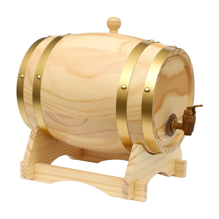5L Weinfass aus Kiefernholz, Holzfass mit Zapfhahn &amp; Ständer, Eichenfass Whiskyfass Deko Schnapsfass