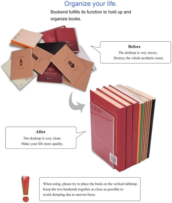 Buchstützen, 8 Stück, rutschfest, schweres Metall, langlebig, stabil, robust, für Bücher, Organizer,
