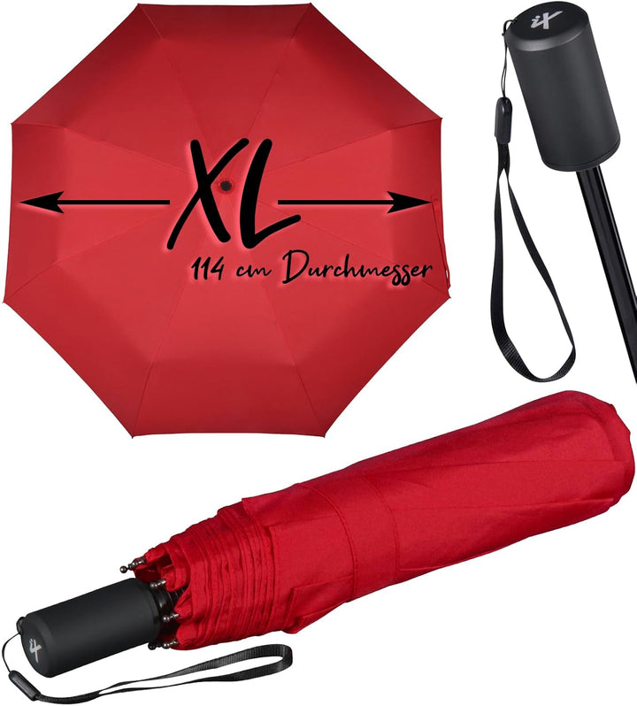iX-brella Trekking XL Taschenschirm 115 cm gross mit Umhängetasche dark red, dark red