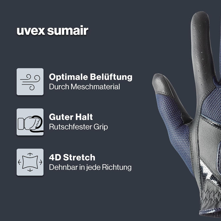 Uvex Unisex – Erwachsene Sumair Reithandschuhe 8.5 black-blue, 8.5 black-blue