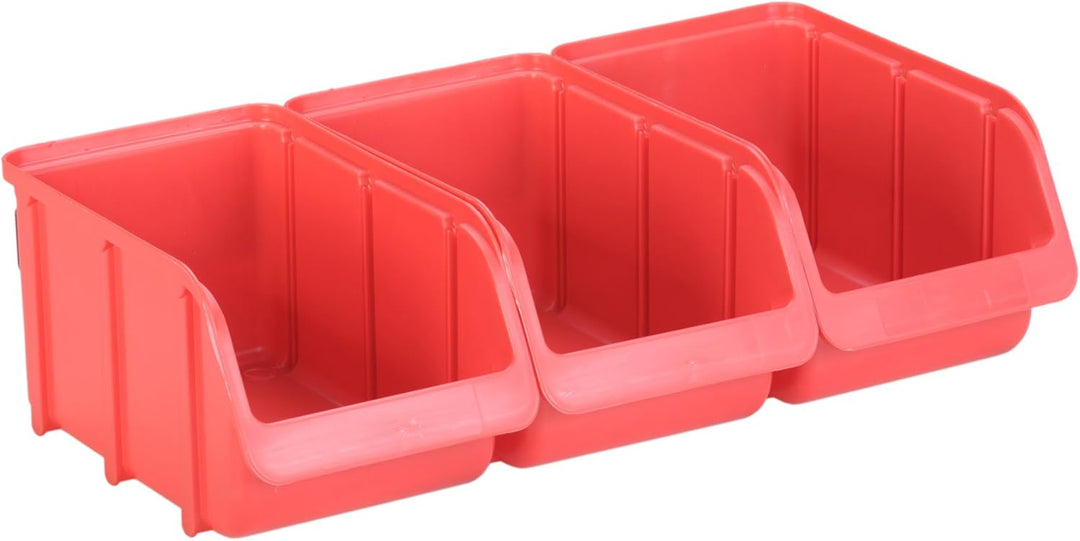 hünersdorff 656600 Sichtboxen-Set: 1x Kunststoffschiene plus 3 x Lagerboxen der Grösse 3, Wandhalter