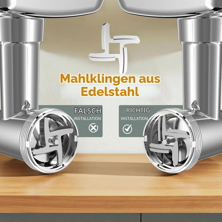 Facelle Fleischwolf Elektrisch Hausgeräte, 2000W mit Edelstahlklingen und 3 Edelstahl Lochscheiben,