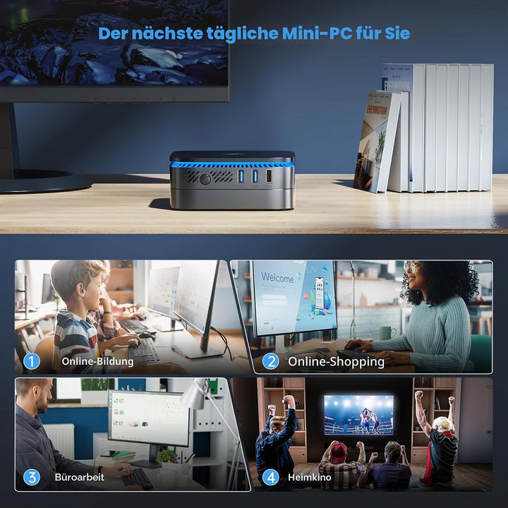 NiPoGi Mini PC W-11 Pro Ιntel Alder Lake-Ν N100(bis 3,4 GHz) 16GB DDR4 1TB SSD, Mini Computer HDMI 2
