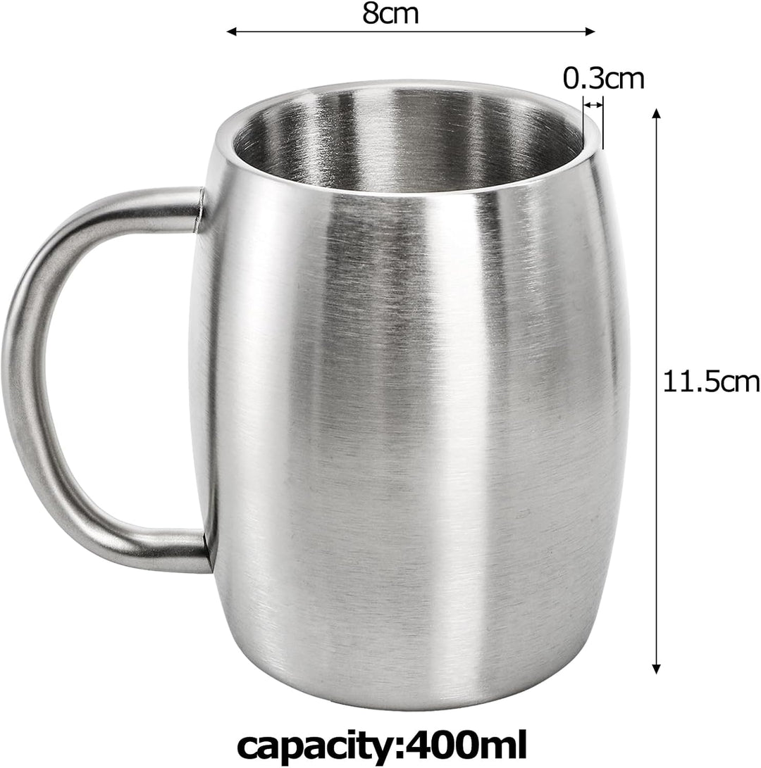 Lawei 2 Stück Edelstahl Kaffeebecher 400ml Campingtasse Isolierbecher Edelstahlbecher Thermobecher K