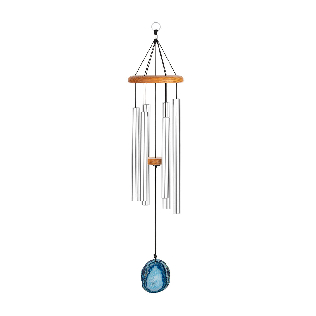 Sonic Energy Blue Agate Meditation Chime – Windspiel mit Achat Stein und 6 Klangstäben (432 Hz) – fü