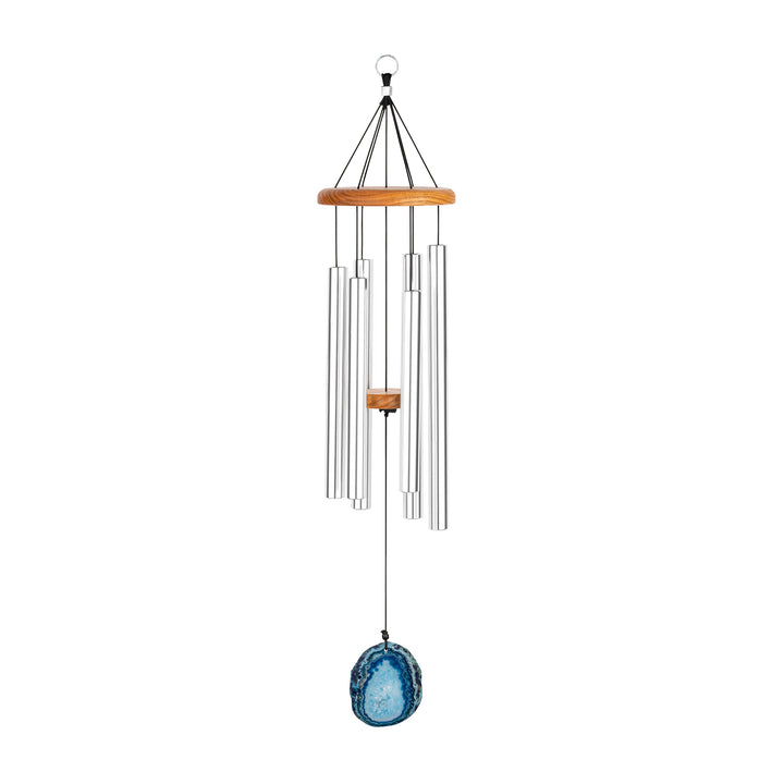Sonic Energy Blue Agate Meditation Chime – Windspiel mit Achat Stein und 6 Klangstäben (432 Hz) – fü