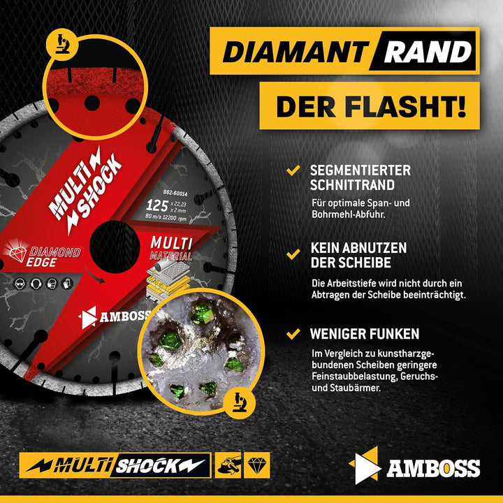 Amboss MultiShock - Diamant-Trennscheibe Ø 230 mm x 22,2 mm - Universal/Allround | Segmenthöhe: 10 m