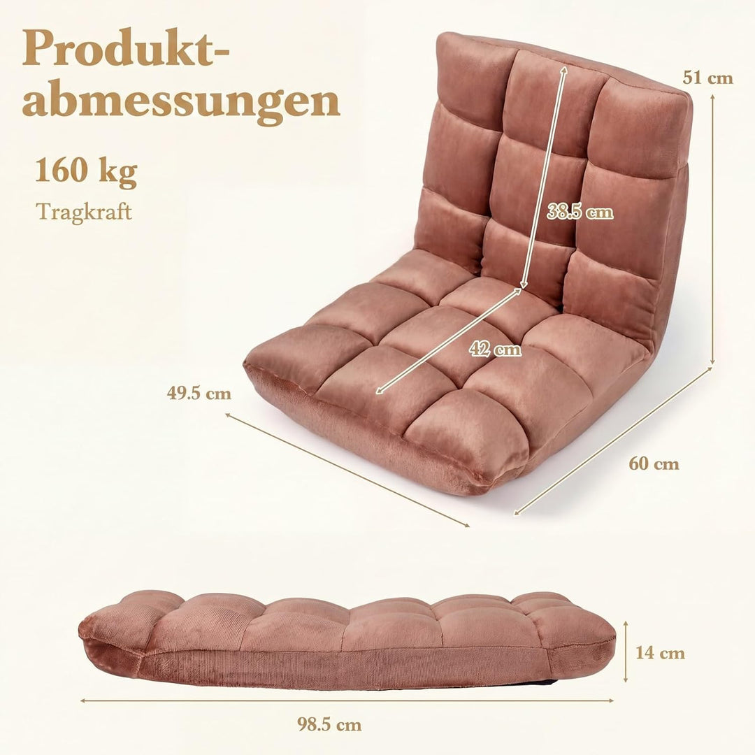RELAX4LIFE Bodenstuhl Klappbar, Bodensessel mit Verstellbarer Rückenlehne &amp; Liegefunktion, Relaxsess